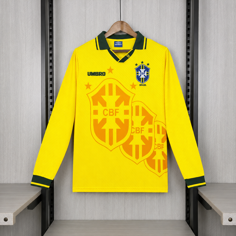 Camisa Seleçao Brasileira 1994 - Manga Longa  - Versão Retrô