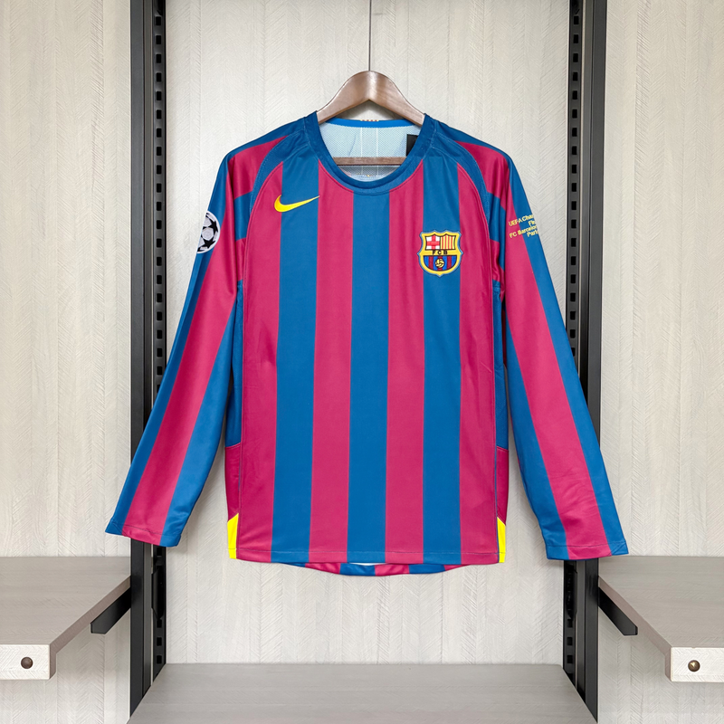 Camisa Barcelona I 2005/06 - Manga Longa  - Versão Retrô